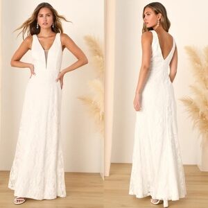 Lulus Fantastical Love White Embroidered Sleeveless Maxi Dress S Wedding Party